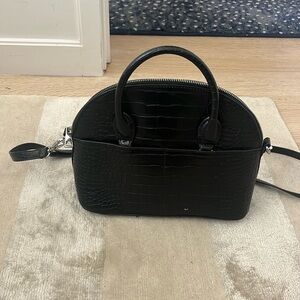 Zara black faux crocodile purse